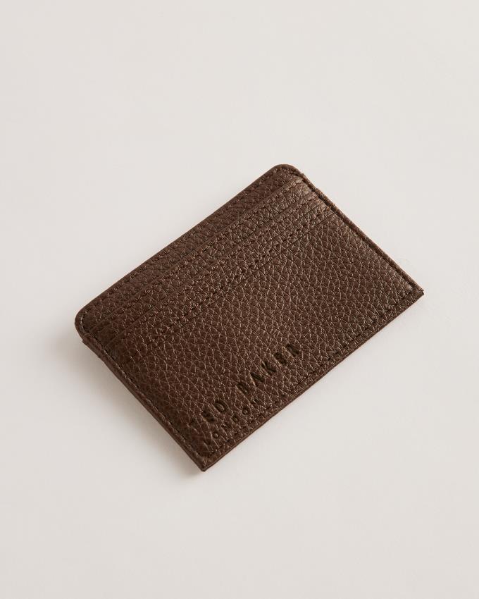 Porte-Carte Ted Baker Debossed Textured Leather Marron Chocolat Homme | FQK-41569988